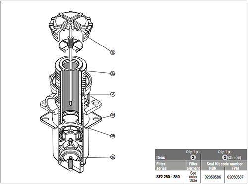 MP FILTRI摩裴SF2 250-350抽吸过滤器结构图